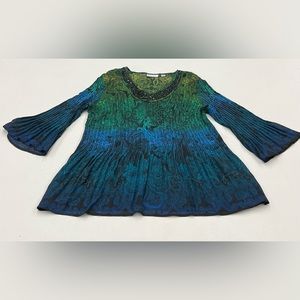 Avenue Pleated Bell Sleeve Floral Print Blouse Size 22/24